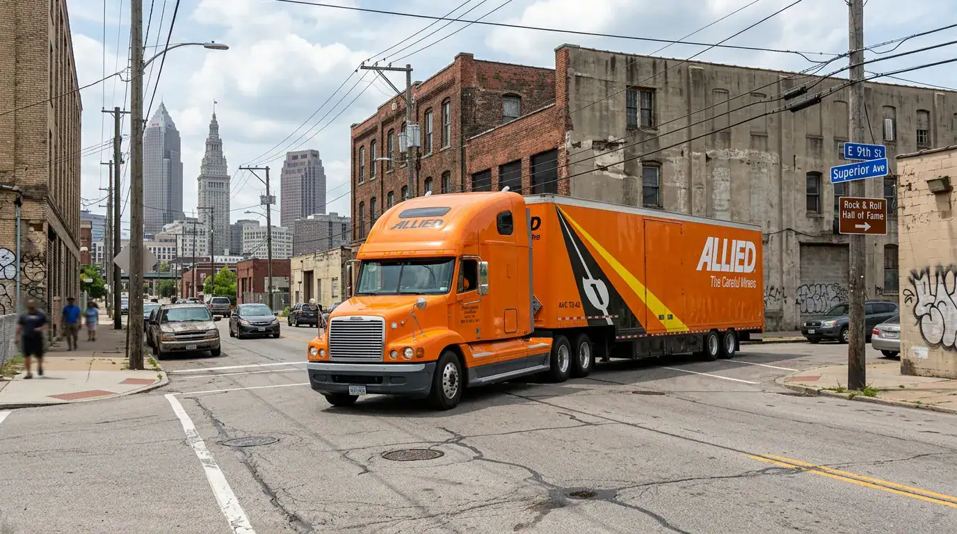 Central Van Lines moving truck driving on a street